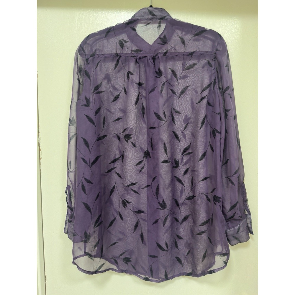 Purple Woman  Shirt See Through with‎ embroidery